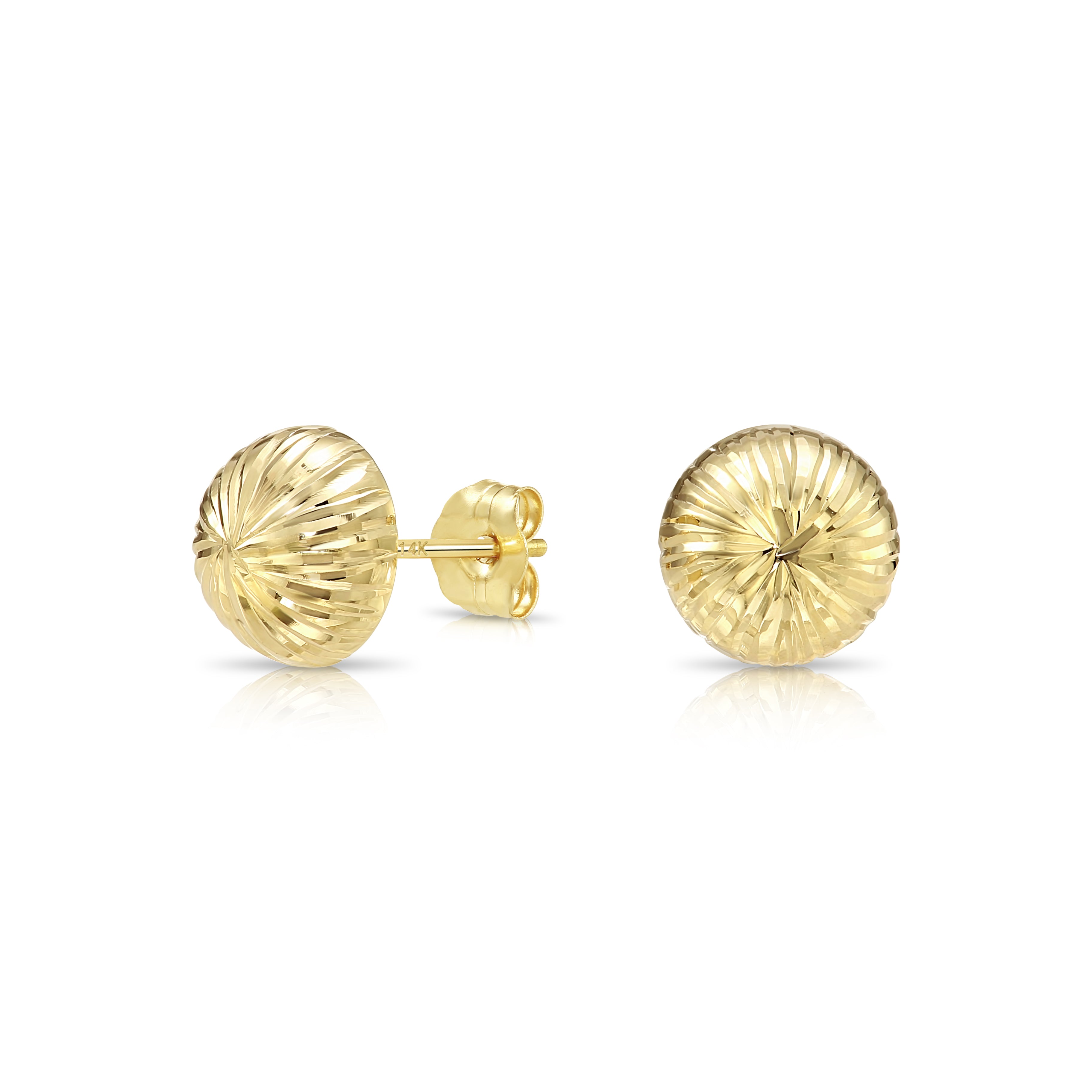 10K offers White & Yellow Gold 7mm Diamond Cut Flower Stud Earrings with Butterfly Backing