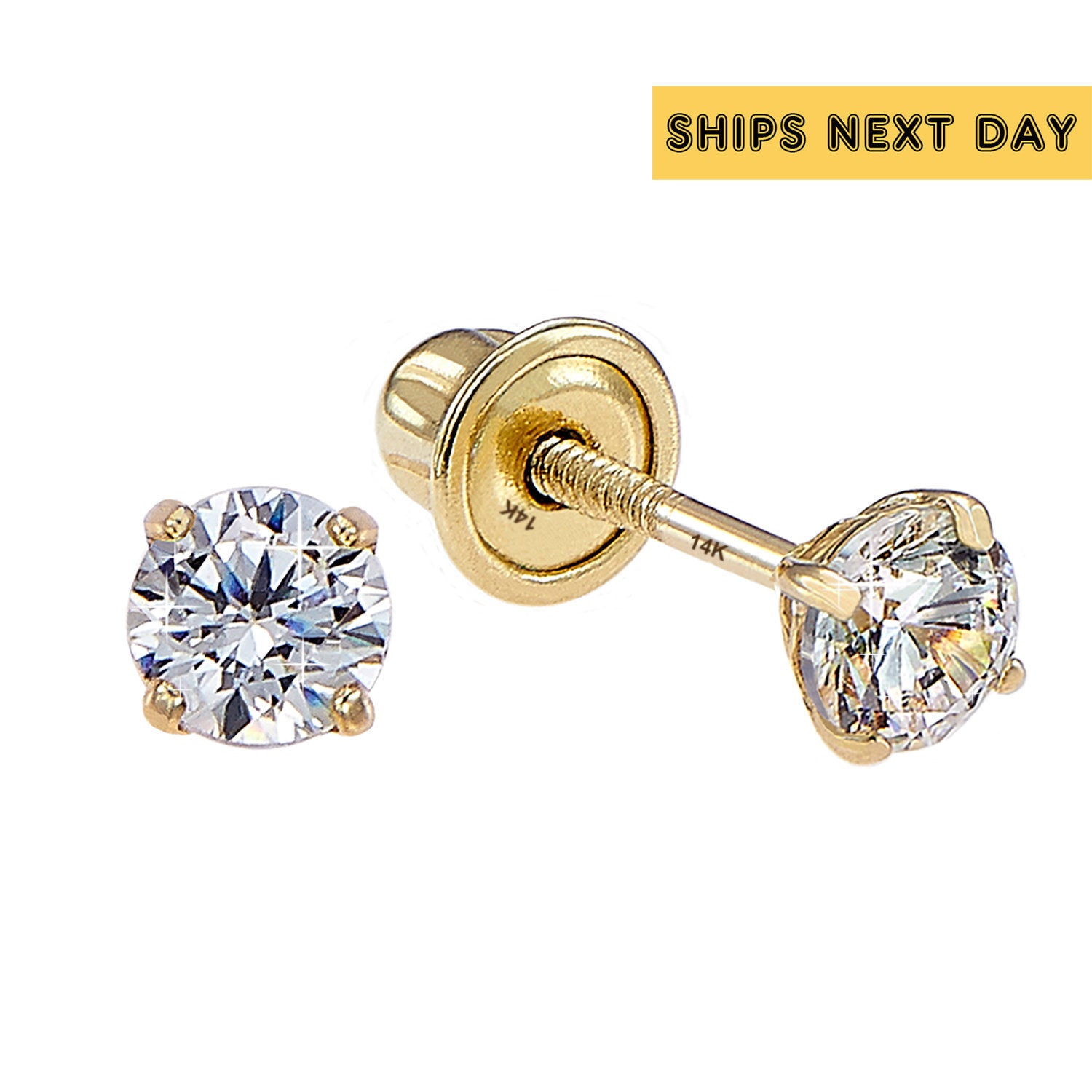 White gold stud earrings screw deals back