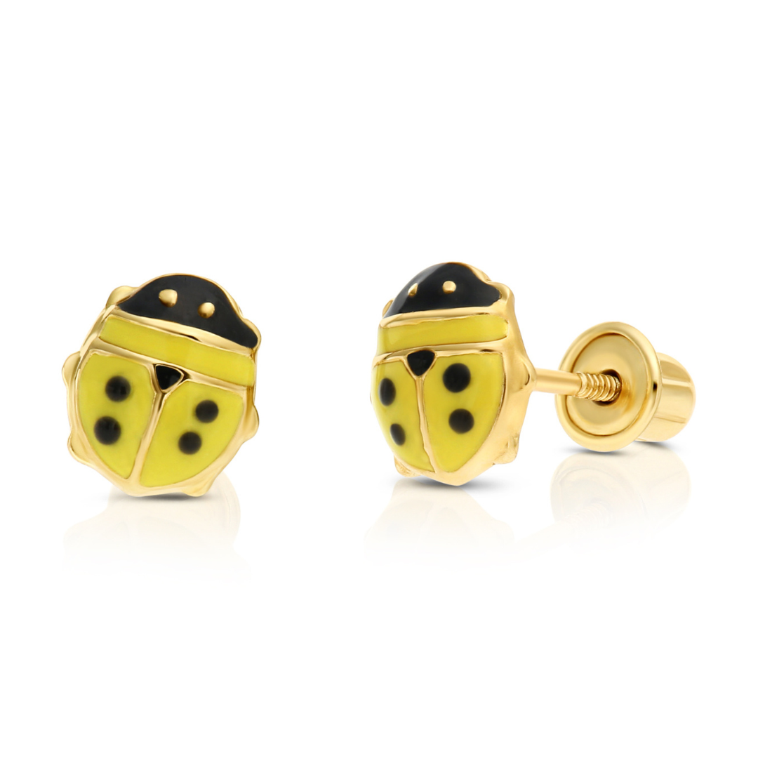 14k yellow gold Lady Bug Stud earrings deals