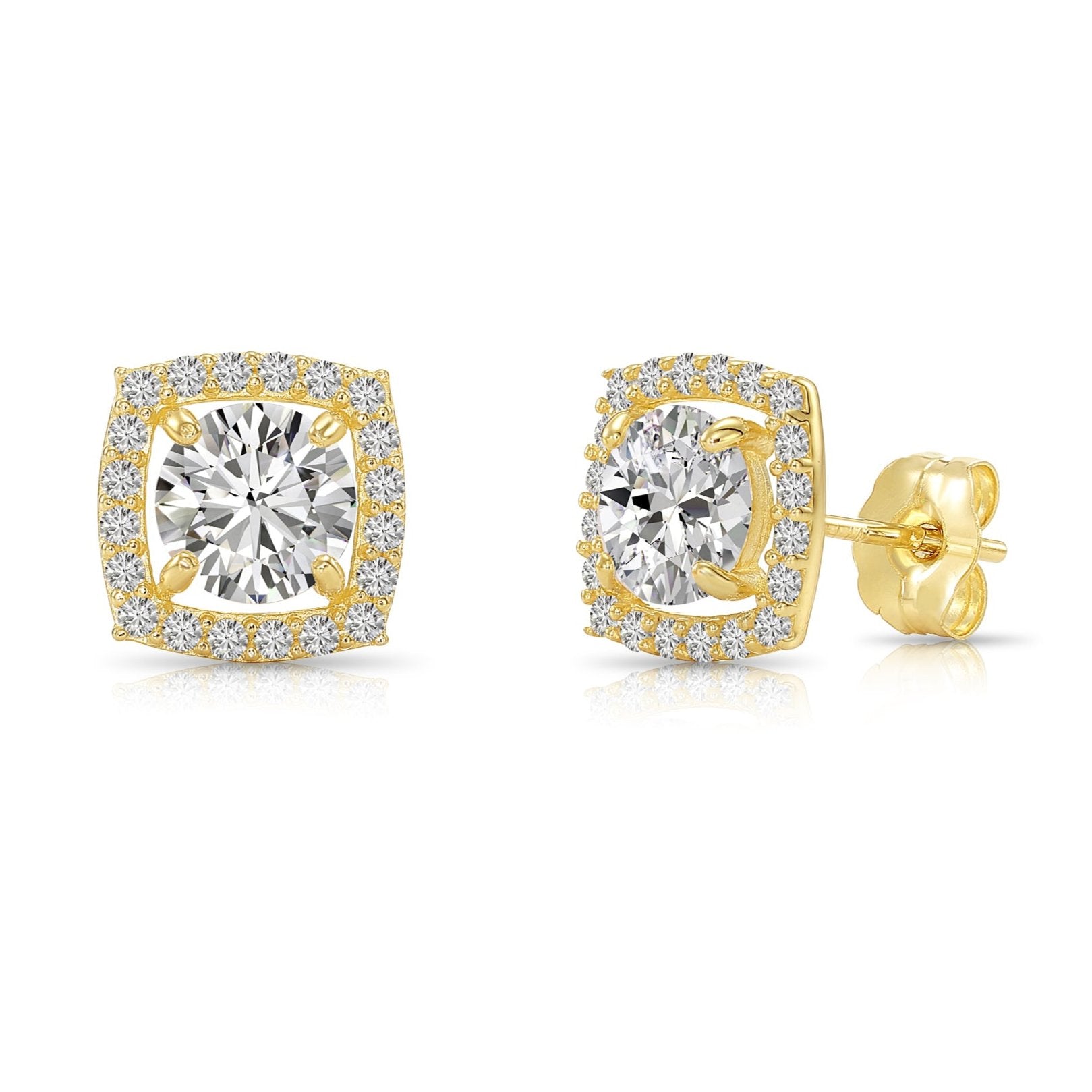 14k Gold purchases Brilliant CZ Stud Earrings