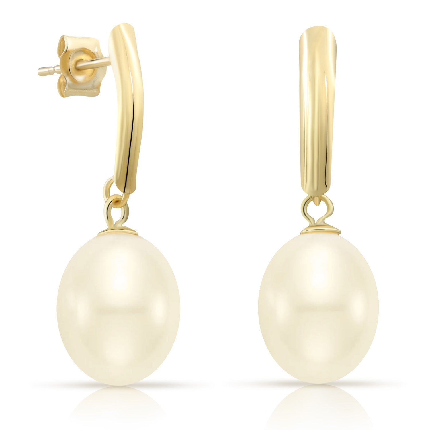 Freshwater pearl outlet gold dangle earrings