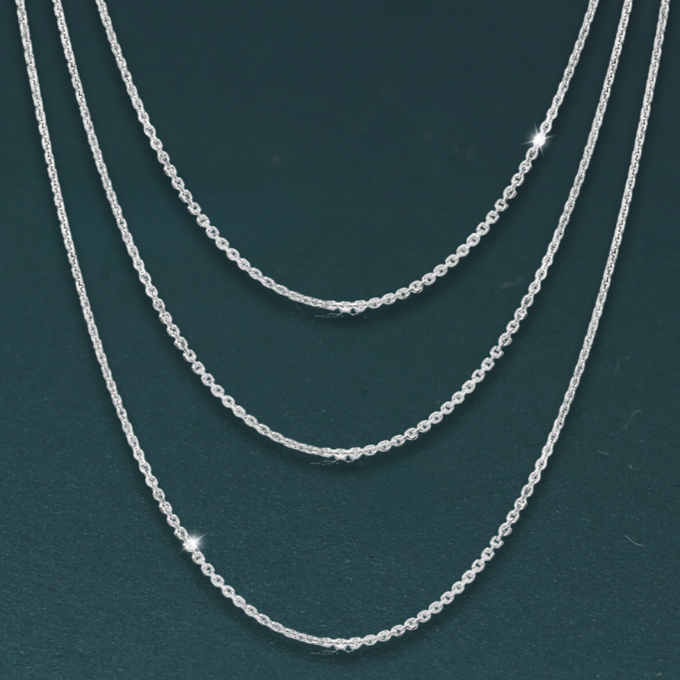 Solid shops 14k white gold chain necklace 16 inches long. About 1 MM thick. Marked 14k