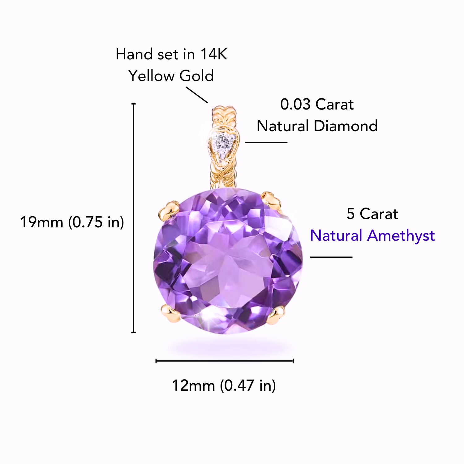 14K Amethyst Diamond discount Pendant