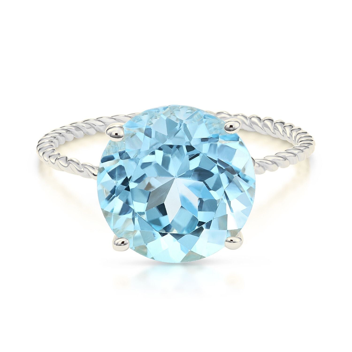 Unique & Beautiful Natural outlet Blue Topaz Gemstone Handmade Ring with cubic zirconia in 925 Sterling Silver