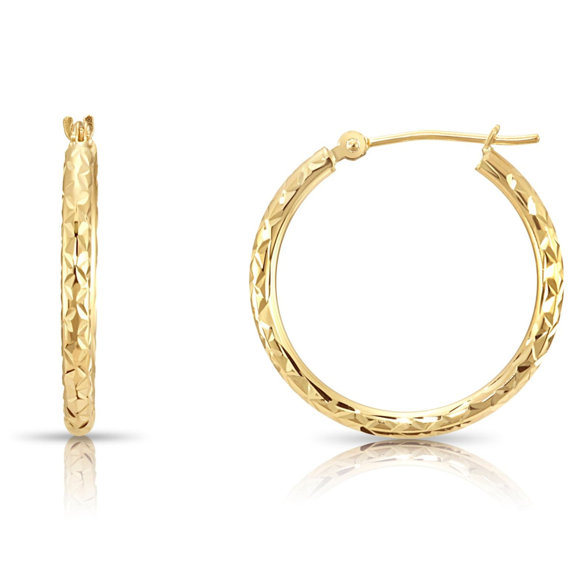 18k Gold Filled Diamond Cut outlets Hoop Earring 1.5