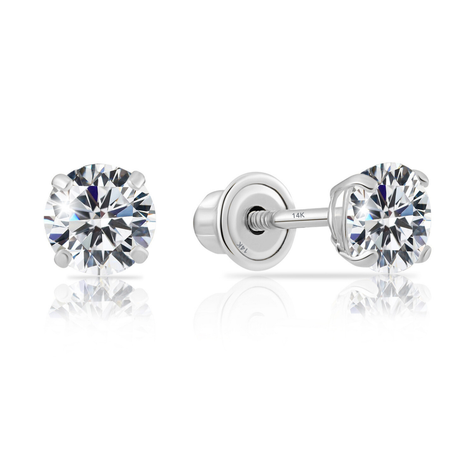 Classic store 14K White Gold Diamond Stud Earrings