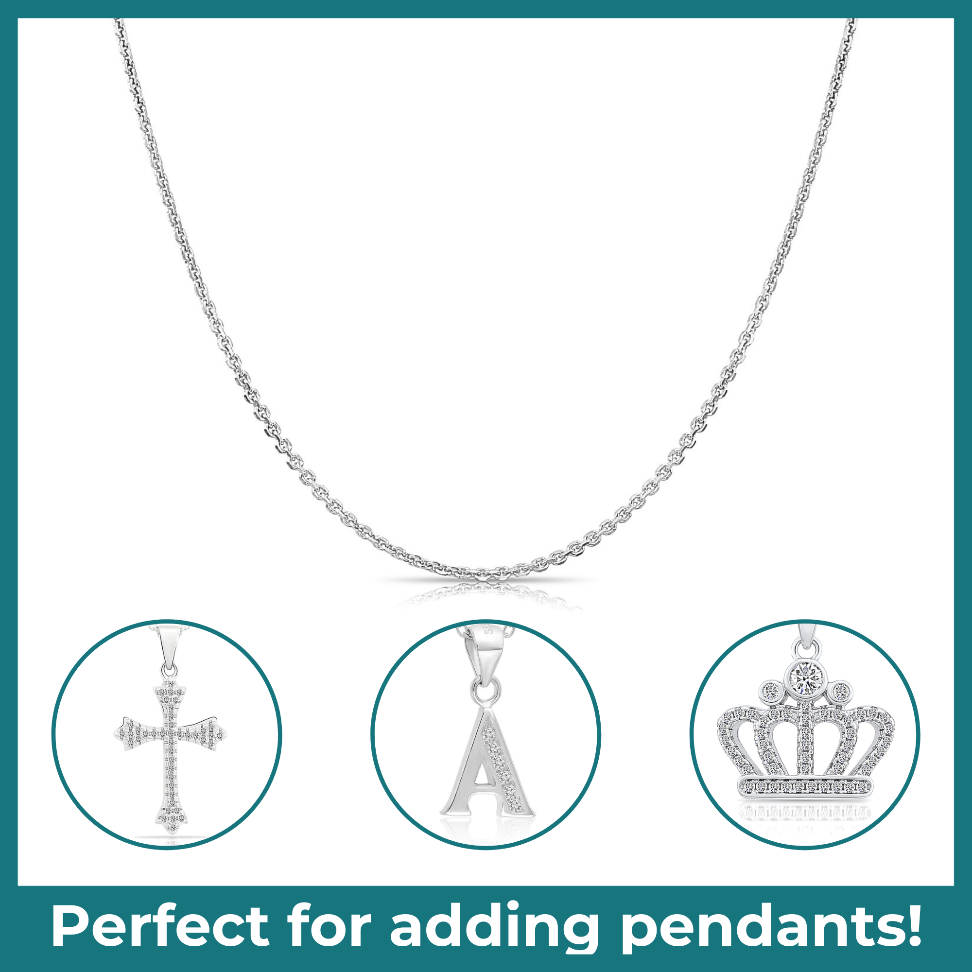 14K Solid White Gold Diamond-Cut Cable Chain Necklace 16 18 20inch, Thin and Dainty Cable Chain 1.5mm 18 Inches