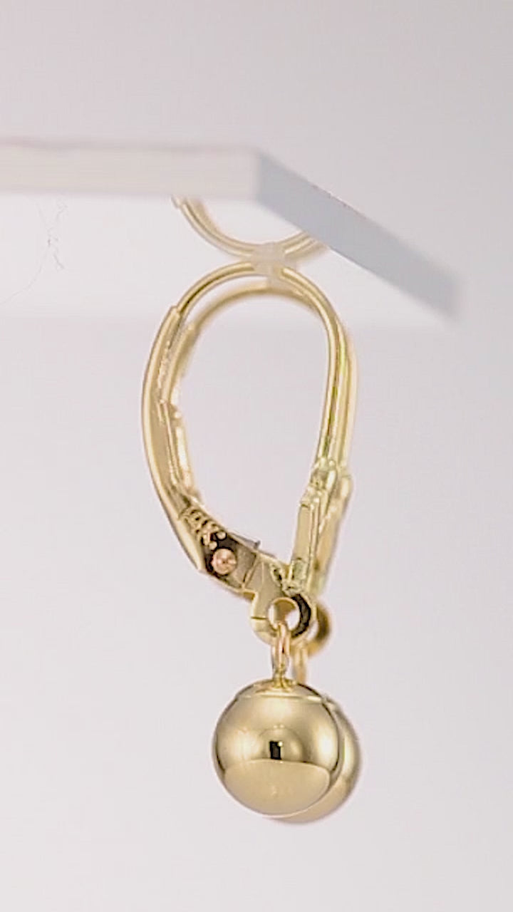 14kt gold dangle top ball earrings