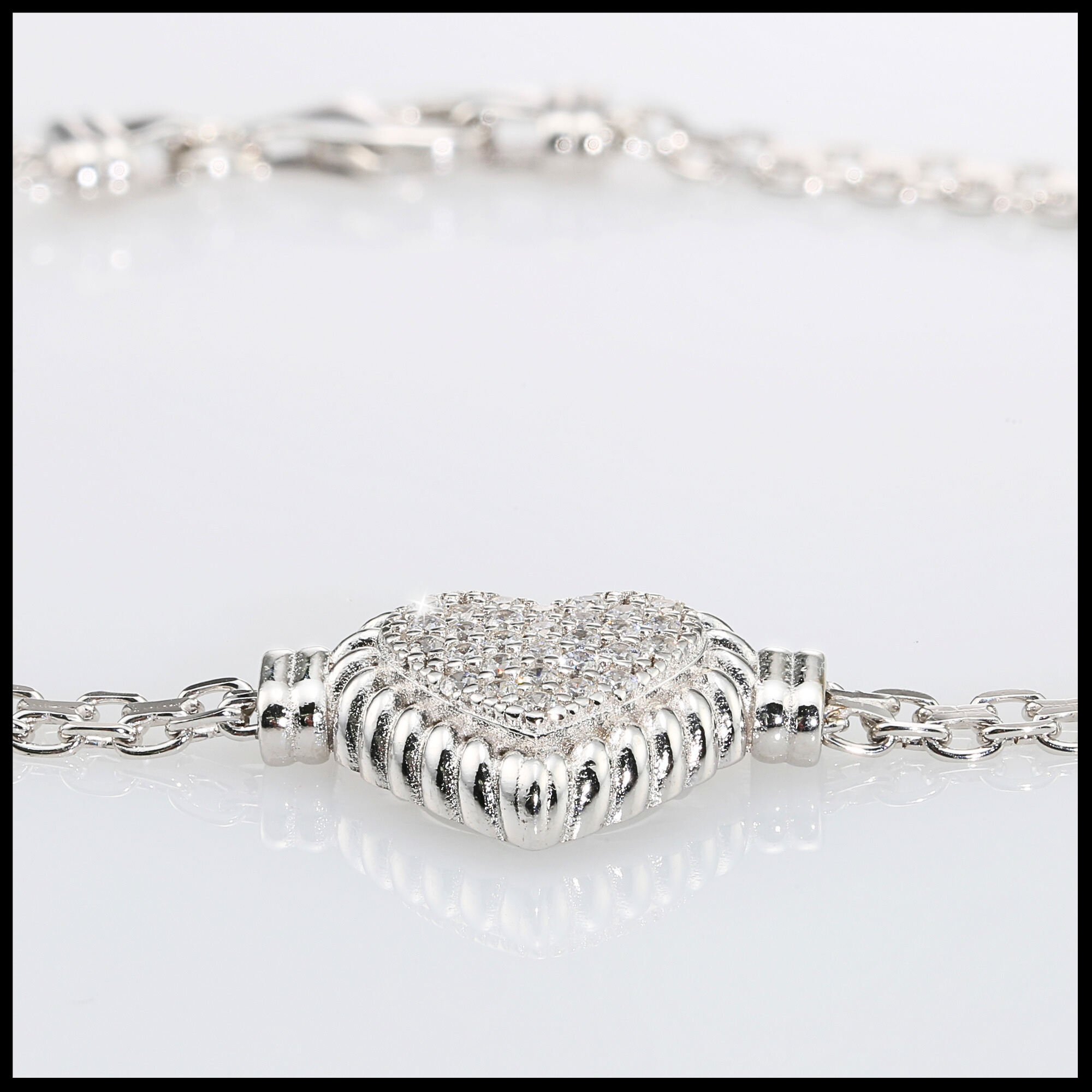 Silver Heart Bracelet: with Sterling Heart-Shaped Chain Links and Various Sized Hearts buy made from Sterling Silver in Love Bracelet Style 1354