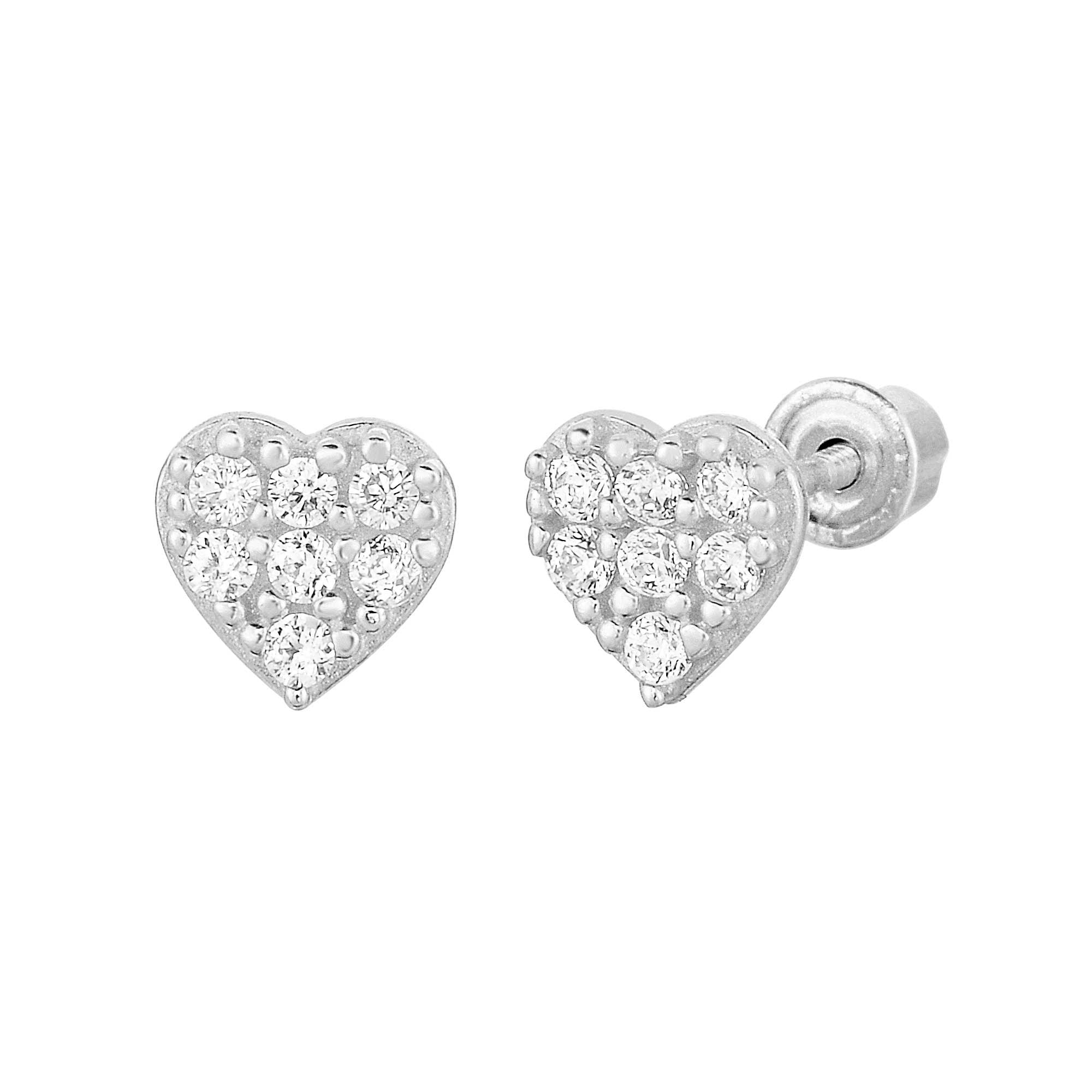 Vintage 14K White shops Gold Heart Stud Earrings ETC3607