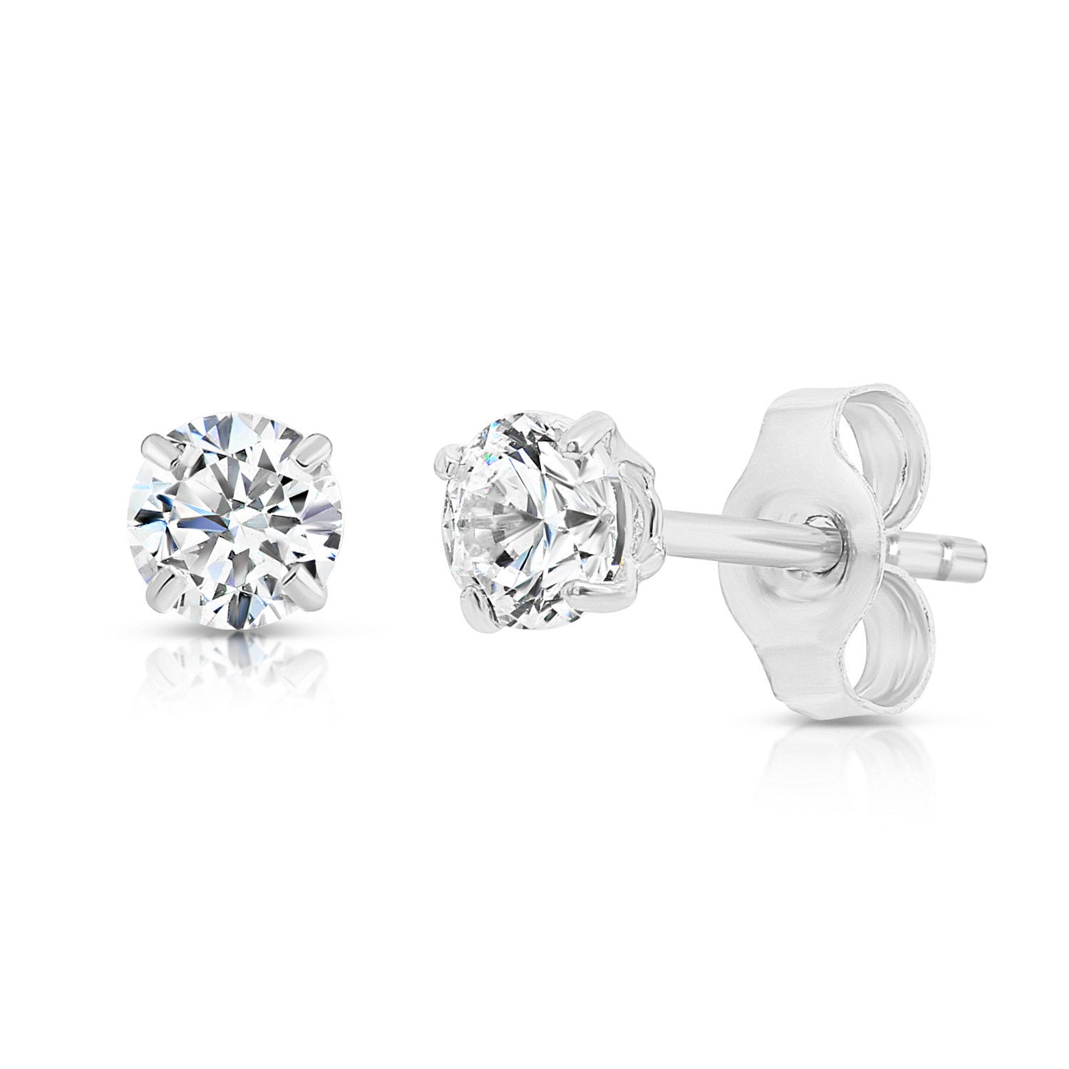 14k White Gold Classic Solitaire Stud Earrings with Pushbacks – Tilo  Jewelry®