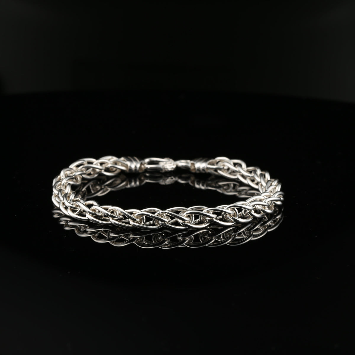 Sterling Silver Byzantine Thick Chain Bracelet with S-Hook Clasp, 8 inch,  Unisex