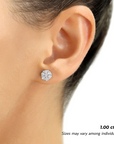 14K Yellow Gold Diamond Cluster Stud Earring with Screw-Back, 0.25ctw, 0.50ctw, 0.75ctw, and 1 Carat Sizes