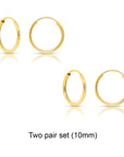 Bundle SET! 14k Gold Round Endless Hoop Earrings