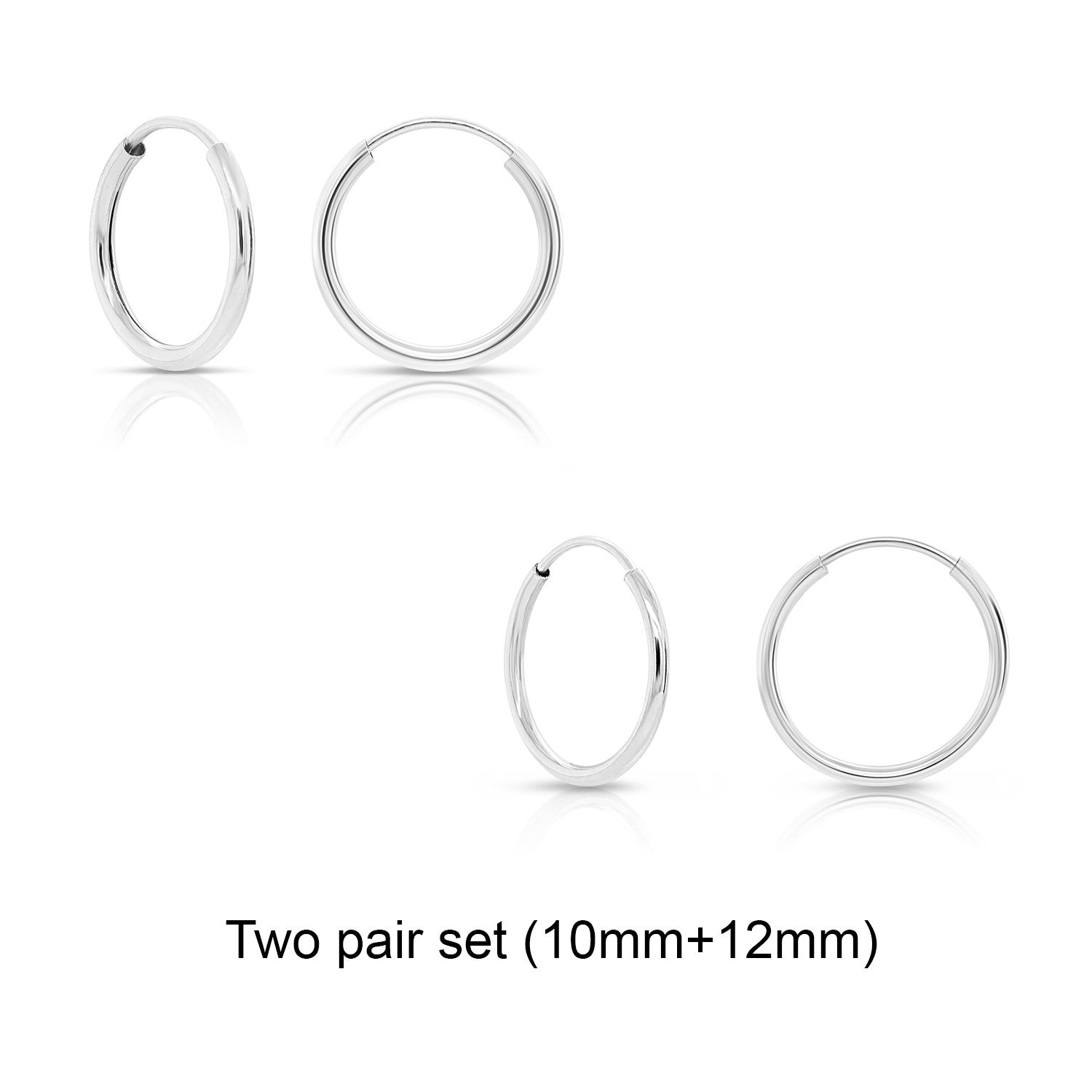 14k Solid White Gold 2MM Thick Lightweight Small Classic Endless Hoop Earrings 0.7 hot Inches 20MM