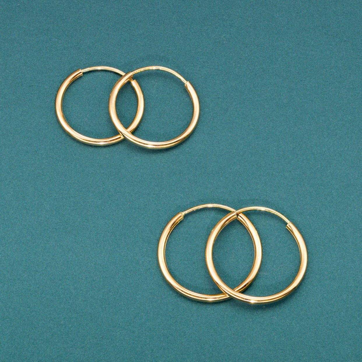 Bundle SET! 14k Gold Round Endless Hoop Earrings