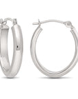 14k Gold Small Oval Hoop Earrings, With Half Round Tube