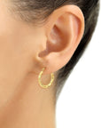 14K Yellow Gold Twisted Hoop Earrings, 22mm