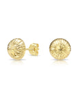 14K Gold Diamond-Cut Half Ball Stud Earrings With Pushbacks