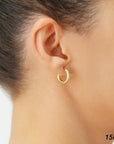 14K Yellow Gold Chunky Hoop Earrings, Flat Bar Post, 2.5mm