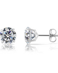 14k White Gold Classic Solitaire Stud Earrings with Pushbacks