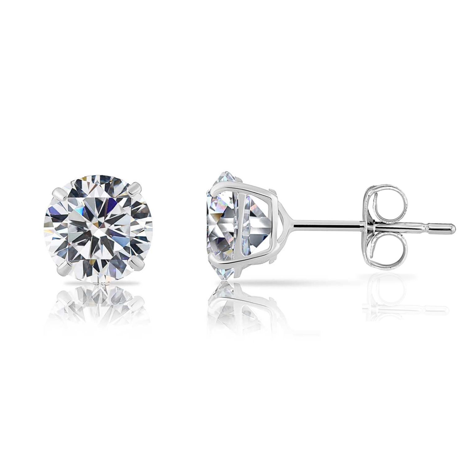 CZ Pure Solitaire Stud Earrings in Sterling Silver