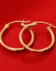 14K Yellow Gold Chunky Hoop Earrings, Flat Bar Post, 3mm