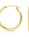 14k Gold Tornado Diamond Cut Hoop Earrings, 25mm (1 Inch)