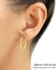 10K Solid Yellow Gold Bamboo Hoop Earrings, Large Statement Hoops