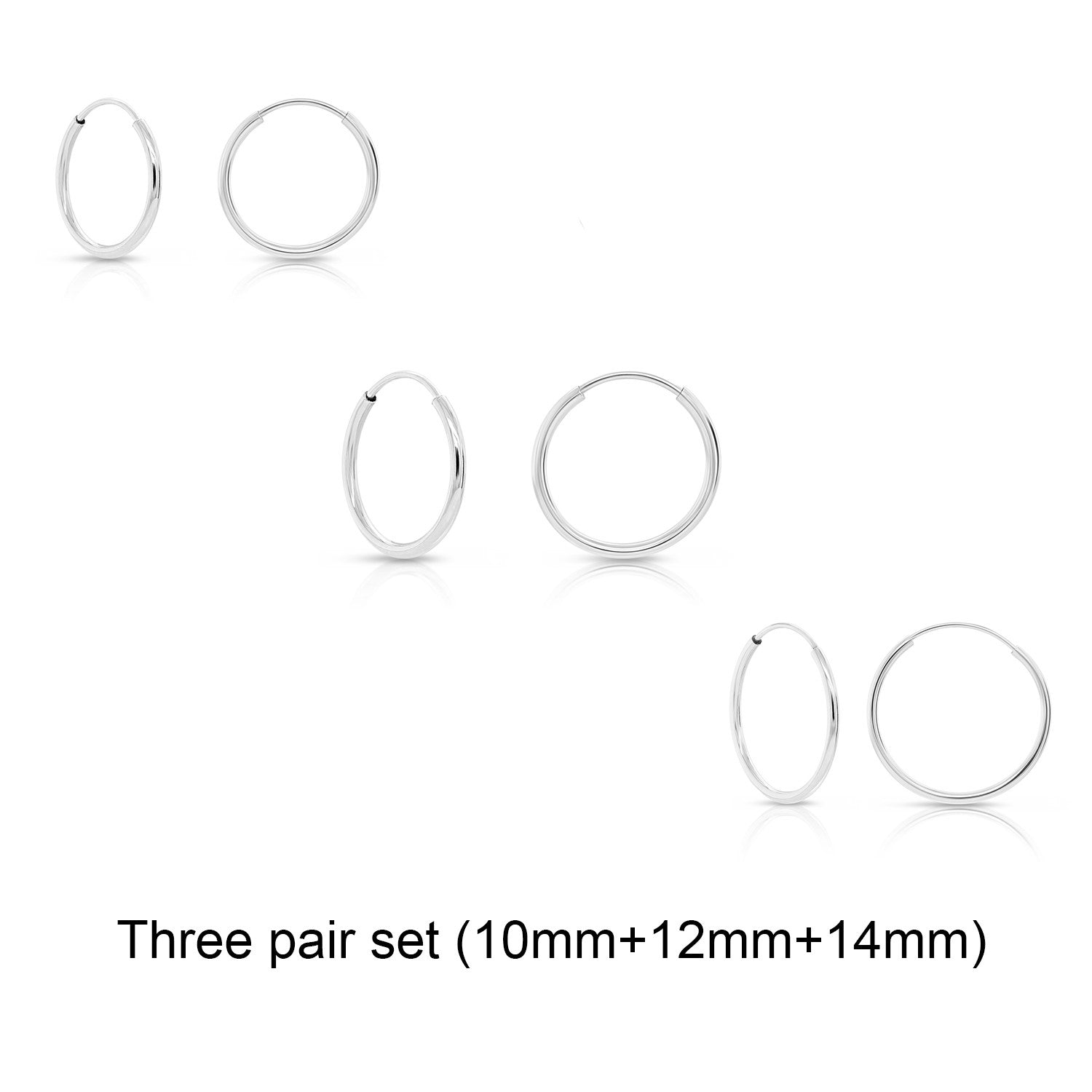 14k White Gold Endless Hoop Earrings (Unisex)