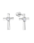 14k Gold CZ Cross Stud Earrings With Screwbacks