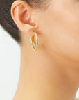 14K Solid Gold Tornado Hoop Earrings, Diamond-Cut & Hand Engraved Design, 3mm Thin