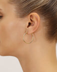 10K Yellow Gold Classic Round Hoop Earrings, 2mm Thin, All Sizes Available