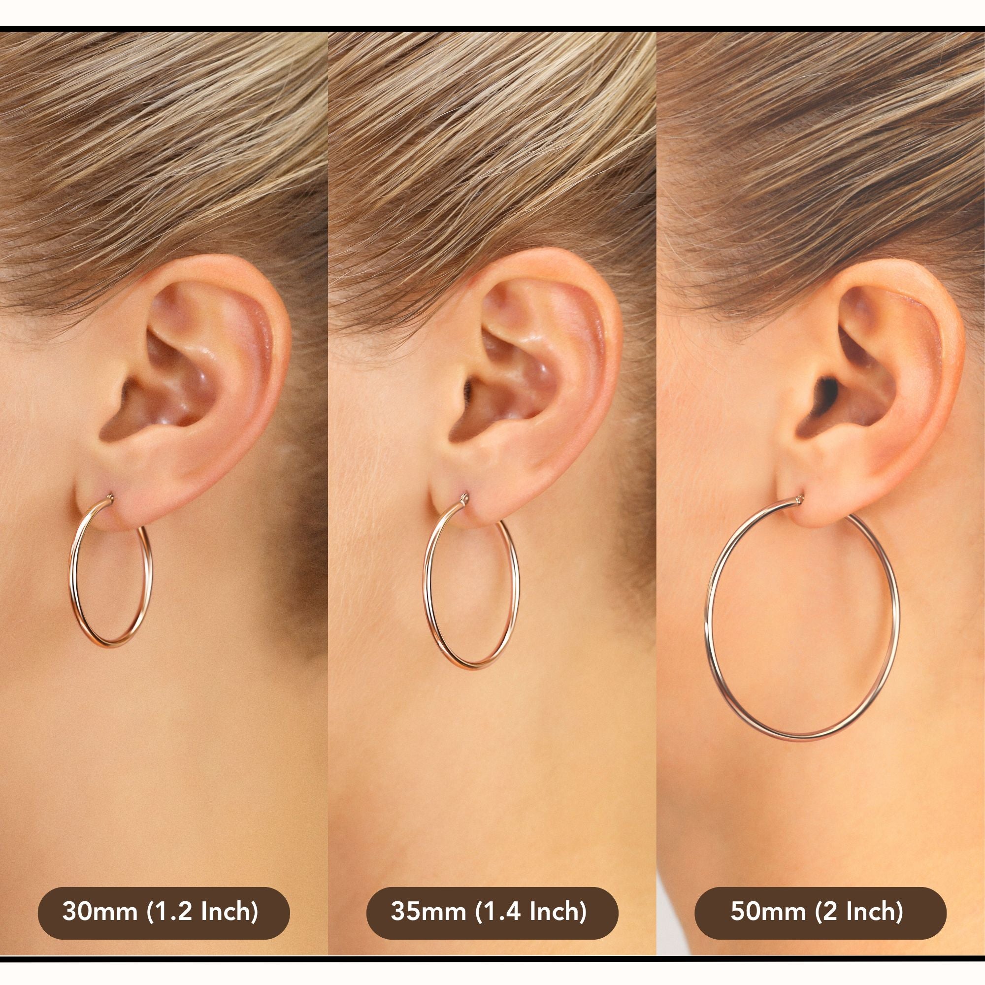 14k Rose Gold Classic Round Hoop Earrings, 2mm