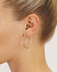 10K Yellow Gold Classic Round Hoop Earrings, 2mm Thin, All Sizes Available