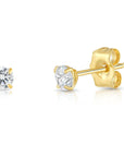 14K Gold Lab Diamond Stud Earrings, CVD Brilliant Solitaire Round Diamond Studs, Pushback