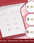 Bundle Set of 3! 10k Gold Classic Solitaire Stud Earrings, Screw-back