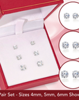 Bundle Set of 3! 14k White Gold Classic Solitaire Stud Earrings, Screw Backings (Unisex)