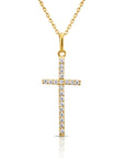 14K Yellow Gold Cross Pendant Necklace, With 18" Cable Chain