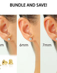 Bundle Set of 3! 10k Gold Classic Solitaire Stud Earrings, Screw-back