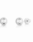 14k White Gold Classic Ball Stud Earrings with Screwbacks (Unisex)