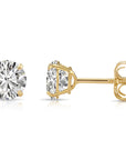 14K Yellow Gold Classic Solitaire Stud Earrings, With Secure Push-On/Screw-off Backings