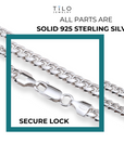Solid Silver 5mm Cuban Chains, Italian 925 Pure , Strong Lobster Lock in Sterling Silver