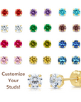 14K Yellow Gold Birthstone Stud Earrings, With Secure Push-backs, 5mm