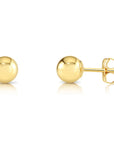 14K Yellow Gold Ball Stud Earrings with Pushbacks, With High Polish Finish