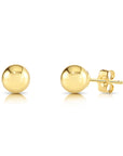 14K Yellow Gold Ball Stud Earrings with Pushbacks, With High Polish Finish