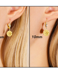 14k Yellow Gold Sparkle Ball Dangle Earrings With Diamond-Cuts