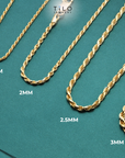 Italian Rope Chains with Strong Lobster Lock, Sterling Silver Dipped In 14K Gold