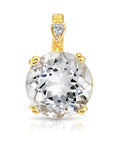 14k Yellow Gold Quartz Gemstone and Diamond Pendant