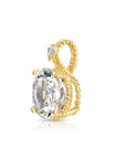 14k Yellow Gold Quartz Gemstone and Diamond Pendant